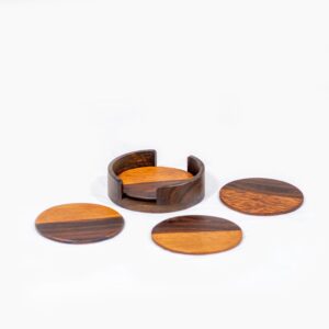 Circular Wooden Coaster Set (gnhc-7032)_2